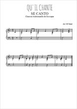 Téléchargez l'arrangement pour piano de la partition de Qu'il chante (Se Canto en français) en PDF